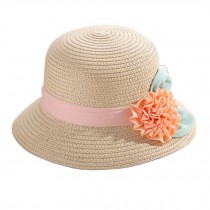 Single Flowers Fashion Stylish Women's/Girl's Beach khaki Straw Sun Cap Hat