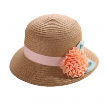 Fashion Stylish Single Flowers Women's/Girl's Beach Straw Sun Hat Cap,brown