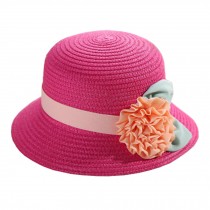 Fashion Stylish Single Flowers Women's/Girl's Beach Straw Sun Hat Cap,rose red