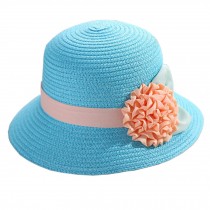 Fashion Stylish Single Flowers Women's/Girl's Beach Straw Sun Hat Cap,blue