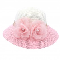 Beach Cap Flower Fashion Stylish Women's/Girl's Pink Straw Sun Hat