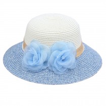 Flower Stylish Fashion Women's/Girl's Beach Straw blue Hat Sun Cap