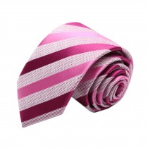Simple&Chic Men's Business Ties Formal Necktie with Gift Box,Rose Red Stripe