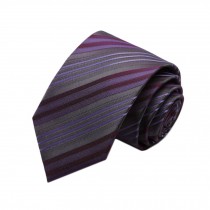 Simple&Chic Men's Business Ties Formal Necktie with Gift Box,Purple/Grey  Stripe