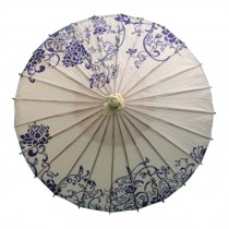 Chinese/Japanese Style Paper Umbrella Parasol 33-Inch blue-and-white