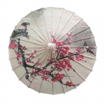 Chinese/Japanese Style Paper Umbrella Parasol 33-Inch Plum & Birds