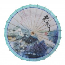 Chinese/Japanese Style Paper Umbrella Parasol 33-Inch Watery Region Blue