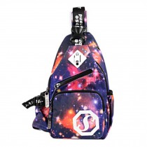 Unisex Outdoor Shoulder Sling Bag Chest Bag Pack With Bright Stars, Purple