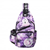 Unisex Outdoor Shoulder Sling Bag Chest Bag Pack With Bright Stars, Light Purple