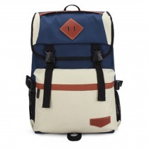 Durable Casual School Bag Laptop Shoulder Bag Travel Backpack,Navy/White