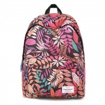 Durable Leaf Pattern School Bag Laptop Shoulder Bag Travel Backpack,Purple