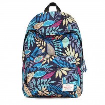 Durable Leaf Pattern School Bag Laptop Shoulder Bag Travel Backpack,Blue