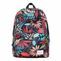 Durable Leaf Pattern School Bag Laptop Shoulder Bag Travel Backpack,Black