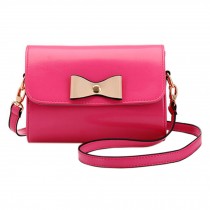 Ladies Cute PU Leather Mini Crossbody Single Shoulder Bag, Rose Red