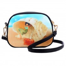 Girl's PU Leather Mini Crossbody Single Shoulder Bag With Cute Pattern, C