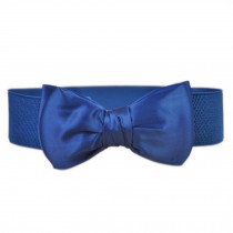 Bowknot Elastic Wide Stretch Buckle Waistband Belt for Women,Royal Blue
