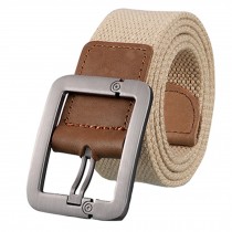 Durable Canvas Web Belt Casual Tactical Belt with Buckle Best Gift, Khaki