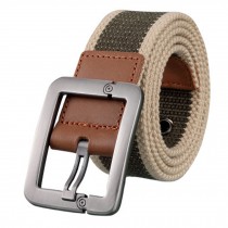 Durable Canvas Web Belt Tactical Belt with Buckle Casual, Khaki/Green