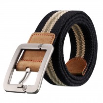 Fashion Canvas Web Belt Tactical Belt with Buckle Casual, Black/Stripe