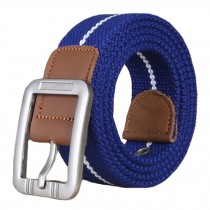 Fashion Canvas Web Belt Tactical Belt with Buckle Beautiful Gift, Blue/White