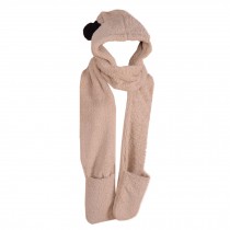 Winter Warm Hoodie Gloves Pocket/ Hat Long Scarf Shawl Snood Wraps Fashion   D