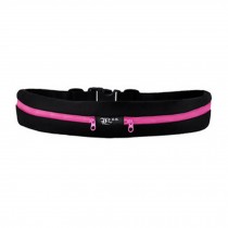 Double Pink Zippers Extra Large Waterproof Waist Pack Belt for Running(Black)