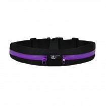 Double Purple Zippers Extra Large Waterproof Waist Pack Belt for Running(Black)