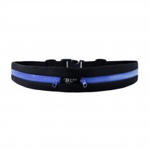 Double Blue Zippers Large Waterproof Waist Pack Belt for Running(Black)