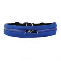 Double Blue Zippers Extra Large Waterproof Waist Pack Belt for Running(Blue)