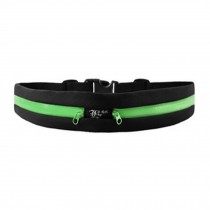 Double Green Zippers Extra Large Waterproof Waist Pack Belt for Running(Black)