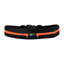 Double Orange Zippers Extra Large Waterproof Waist Pack Belt for Running(Black)