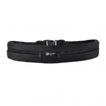 Double Black Zippers Extra Large Waterproof Waist Pack Belt for Running(Black)
