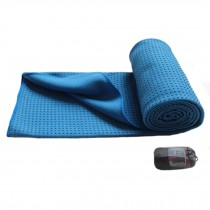 72"x24" Microfiber Non-Skid Yoga Towel Yoga Mat Blanket + Carry Bag, Blue