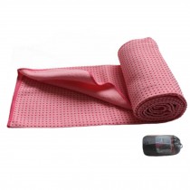 72"x24" Microfiber Non-Skid Yoga Towel Yoga Mat Blanket + Carry Bag, Dots/Pink