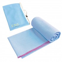 72"x24" Anti-Skid Microfiber Yoga Towel Yoga Mat Blanket + Carry Bag, Light Blue