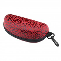 Portable Zip Sunglasses Box Spectacle Case Glasses Box with Hook,Red Leopard