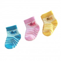 Infant 3 Pairs of Cozy Designer Unisex-Baby Cotton Socks,A