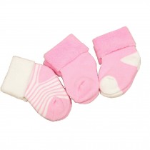 Infant 3 Pairs of Cozy Designer Unisex-Baby Cotton Socks,Pink