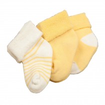 Infant 3 Pairs of Cozy Designer Unisex-Baby Cotton Socks,yellow