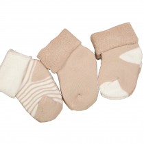 Infant 3 Pairs of Cozy Designer Unisex-Baby Cotton Socks,khaki