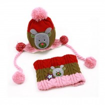 Lovely Infant Baby Winter Warm Knitting Cap Hat Scarf Baby Beanie Brown Pink