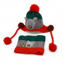 Lovely Infant Baby Winter Warm Knitting Cap Hat Scarf Baby Beanie Gray Red