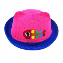 Cute Baby Hat Straw Sun Hats Cap for Kids Girls, Rose Red / Blue