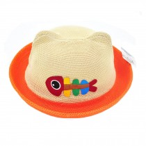 Cute Kids Hat Straw Sun Hats Cap Toddler Hat - Fishbone Pattern