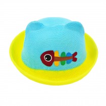 Lovely Toddler Hat Straw Sun Hats Outdoor Cap for Kids, Sky Blue / Yellow