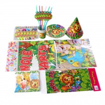 Party Supplies Pack Including Plates/ Hats etc for 6 Guests/ Forest Series