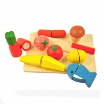 Kids Wooden Pretend Play Food Cooking Set With Knife&Cutting Board