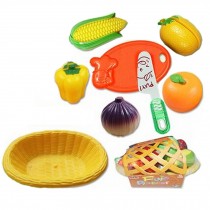 Pretend Play Cutting Fruit&Vegetables Set for Kids with Knife&Cutting Board,F