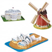 Set Of 3 3D Puzzle Paper World Architecture Model Series Of Children's Creative