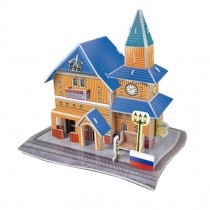 Intelligence Toys 3D Children Paper Jigsaw Puzzles Building Model Train Station